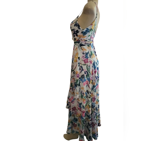 Fame and Partners Wrap Summer Maxi Dress Resort Demure Cruise Vacation Tropical - Picture 2 of 4